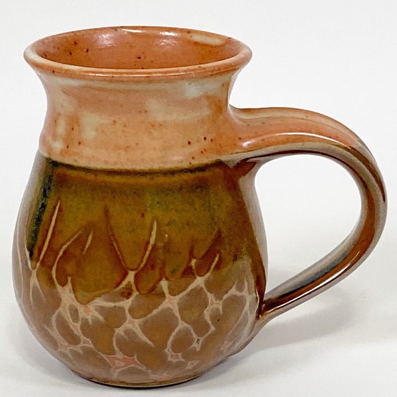 Coral Glaze Studio Pottery Stoneware Coffee Mug - Picture 1 of 10